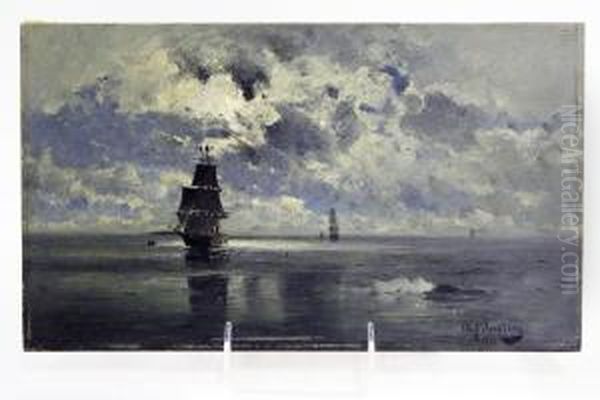 Skepp. Oil Painting by August Jernberg