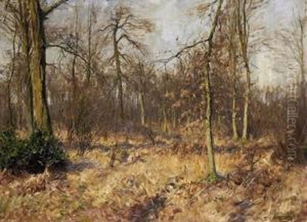 Silent Fall Day Oil Painting by August Jernberg