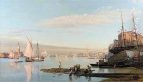 The Approach To The Grand Canal, Venice Oil Painting by August Andreas Jerndorff