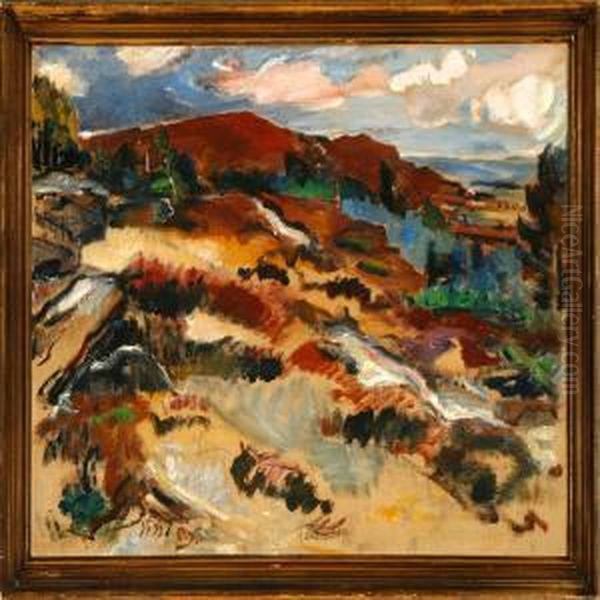 View Over A Hillylandscape Oil Painting by Poul Jerndorff