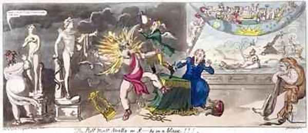 The Pall Mall Apollo or R ty in a blaze Oil Painting by George Cruikshank I