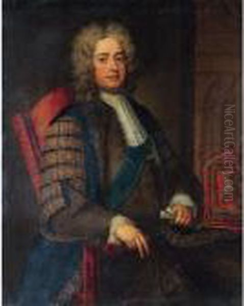 Portrait Of Robert Walpole, 1st Earl Of Orford, First Lord Of The Treasury (1676-1745) Oil Painting by Charles Jervas