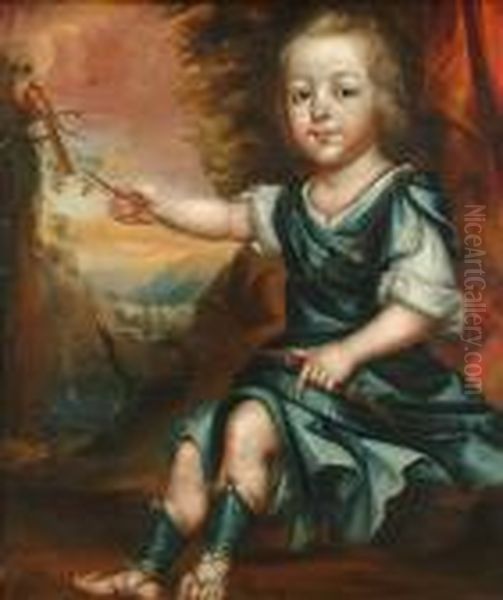 Portraitof A Boy With A Parrot, Believed To Depict Prince William Oil Painting by Charles Jervas