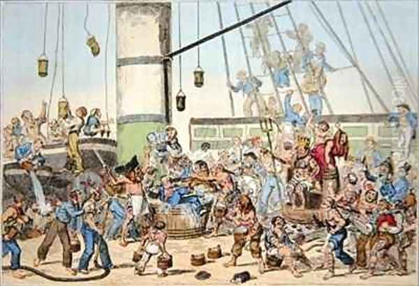 Crossing the Line Oil Painting by George Cruikshank I