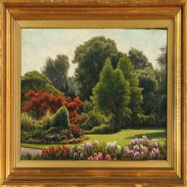 A Garden In Bloom Oil Painting by Henrik Gamst Jespersen