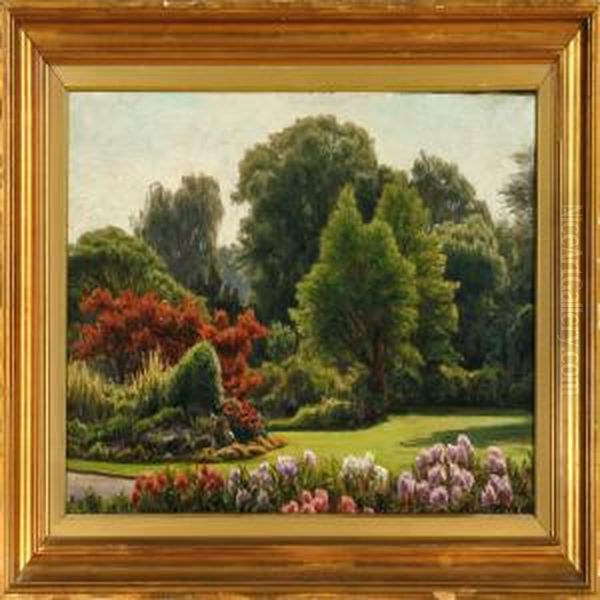 En Blomstrende Have Oil Painting by Henrik Gamst Jespersen