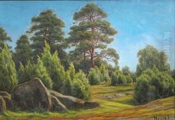 A Summer Landscape Oil Painting by Henrik Gamst Jespersen