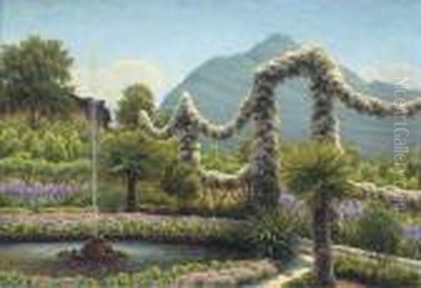 The Botanical Garden Of Isola Madre Oil Painting by Henrik Gamst Jespersen