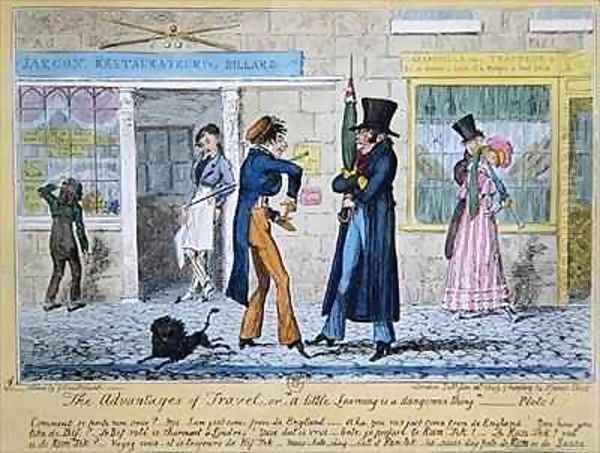 The Advantages of Travel or A Little Learning is a Dangerous Thing Oil Painting by George Cruikshank I