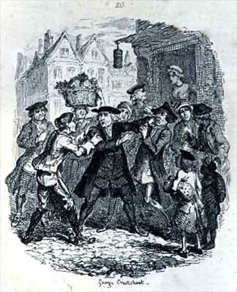 The Doctor seizing Lawyer Murphy Oil Painting by George Cruikshank I