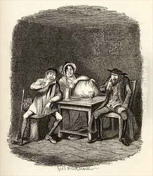 The Jew and Morris Bolter begin to understand each other Oil Painting by George Cruikshank I