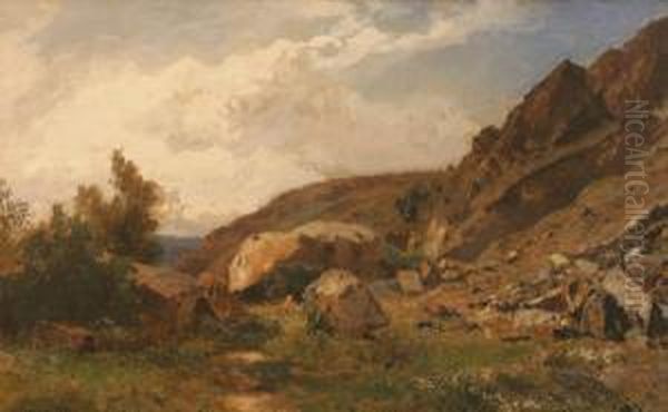 Rocky Landscape Oil Painting by Eugene Jettel