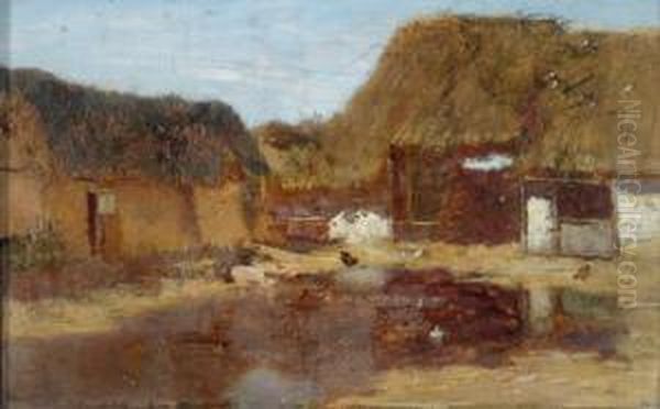 Hof Eines Bauernhofes Oil Painting by Eugene Jettel