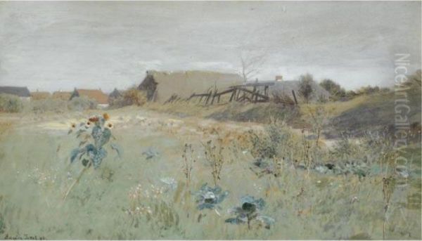 Dorf In Den Dunen (village In The Dunes) Oil Painting by Eugene Jettel