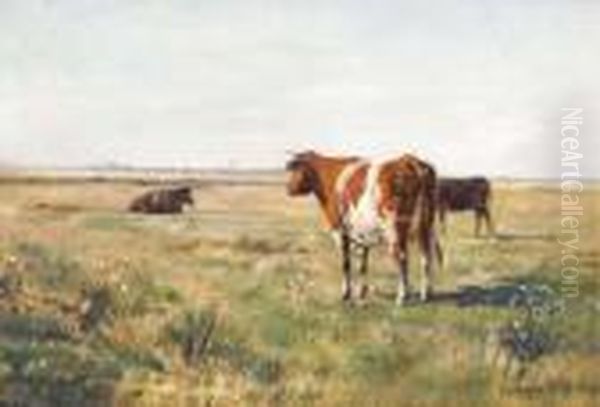 Cows At Pasture Oil Painting by Eugene Jettel