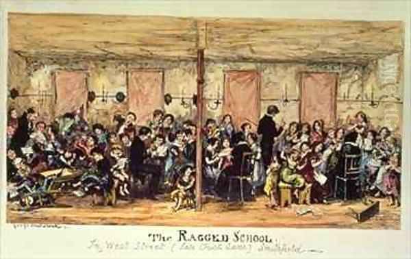 The Ragged School West Street Oil Painting by George Cruikshank I