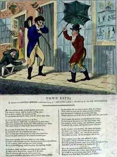 Town Life In Answer to Captain Morriss Celebrated Song of Country Life Oil Painting by George Cruikshank I