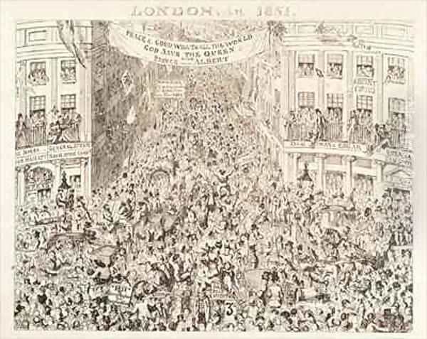 Mayhews Great Exhibition of 1851 London in 1851 Oil Painting by George Cruikshank I