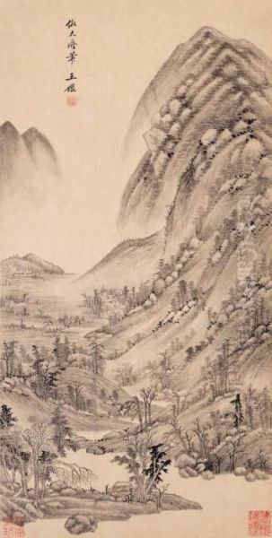 Landscape After Huang Gongwang Oil Painting by Wang Jian