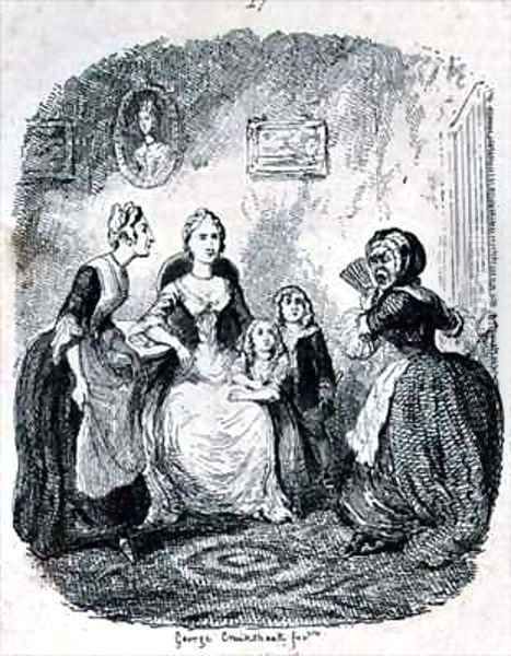 Mrs Ellisons Rage upon Finding herself Detected Oil Painting by George Cruikshank I