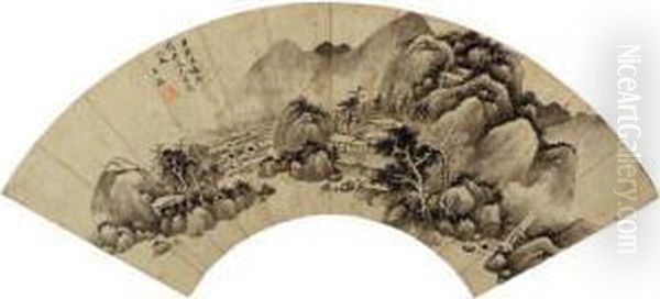 Landscape After Juran (10th Century) Oil Painting by Wang Jian