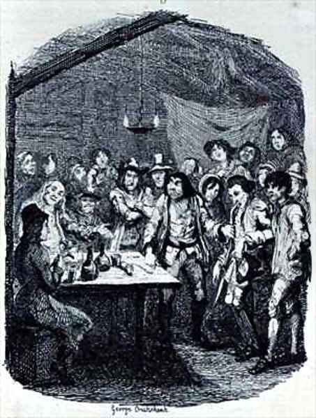 Partridges Faux Pas with the Gipsy Oil Painting by George Cruikshank I