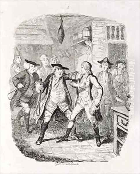 Squire Western Seizing Jones at Upton Oil Painting by George Cruikshank I