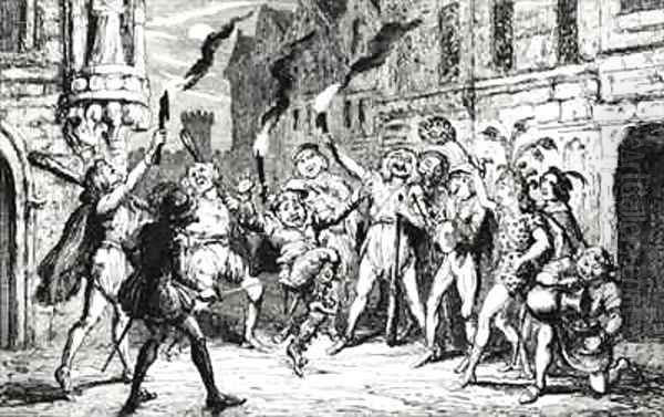 The Revellers Oil Painting by George Cruikshank I