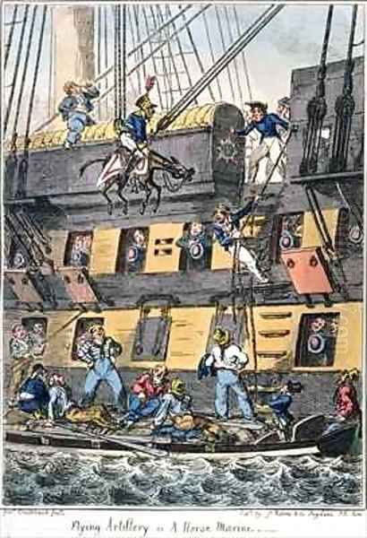 Flying Artillery or A Horse Marine Oil Painting by George Cruikshank I