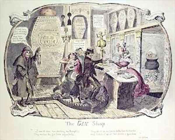 The Gin Shop Oil Painting by George Cruikshank I