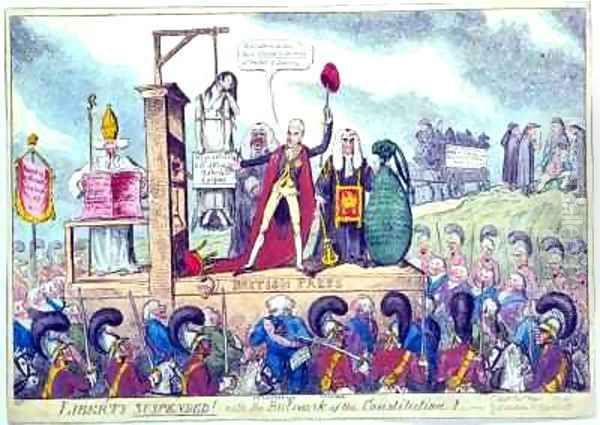 Liberty Suspended With the Bulwark of Constitution Pub J Sidebotham Oil Painting by George Cruikshank I