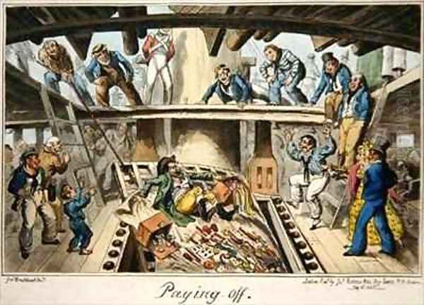 Paying Off Oil Painting by George Cruikshank I