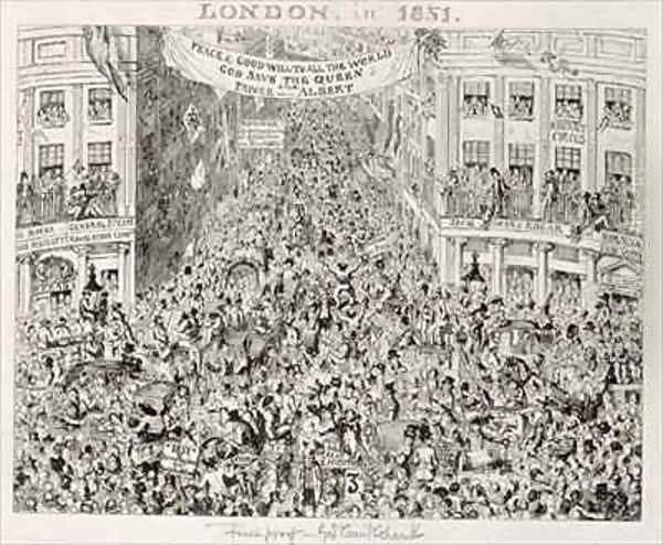 Piccadilly during the Great Exhibition Oil Painting by George Cruikshank I