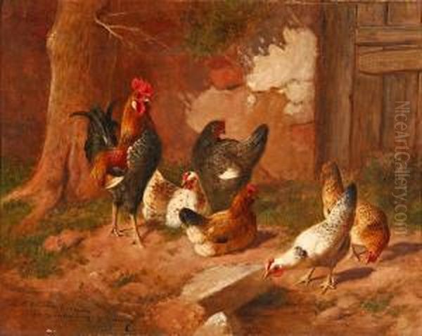 Gallinero Oil Painting by Federico Jimenez y Fernandez