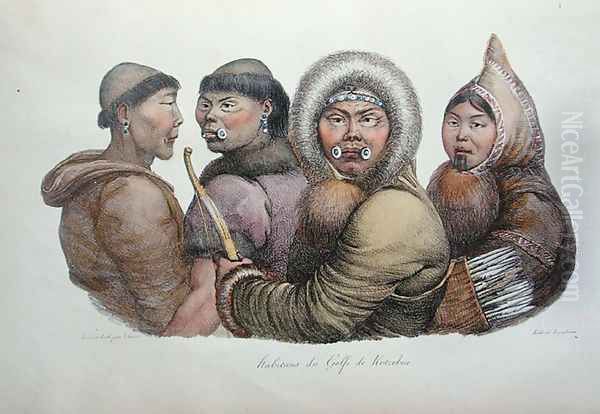 Natives of the Gulf of Kotzebue, Alaska, from 'Voyage Pittoresque Autour du Monde', 1822 Oil Painting by Ludwig (Louis) Choris