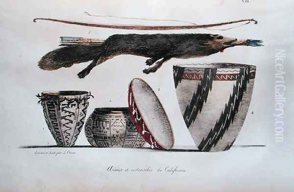 Arms and Utensils from California, from 'Voyage Pittoresque Autour du Monde', 1822 Oil Painting by Ludwig (Louis) Choris