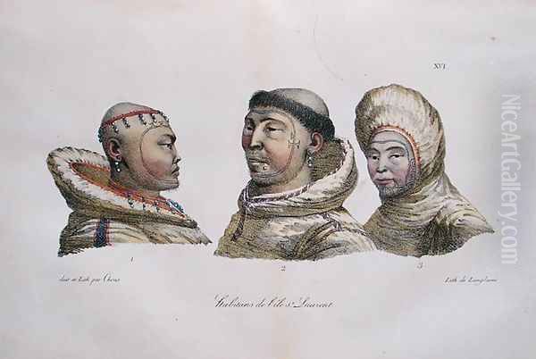 Natives of the St. Lawrence Islands, Alaska, from 'Voyage Pittoresque Autour du Monde', 1822 Oil Painting by Ludwig (Louis) Choris