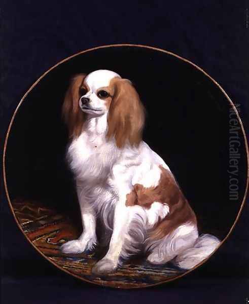 King Charles Spaniel Oil Painting by Charles Emile Callande de Champmartin