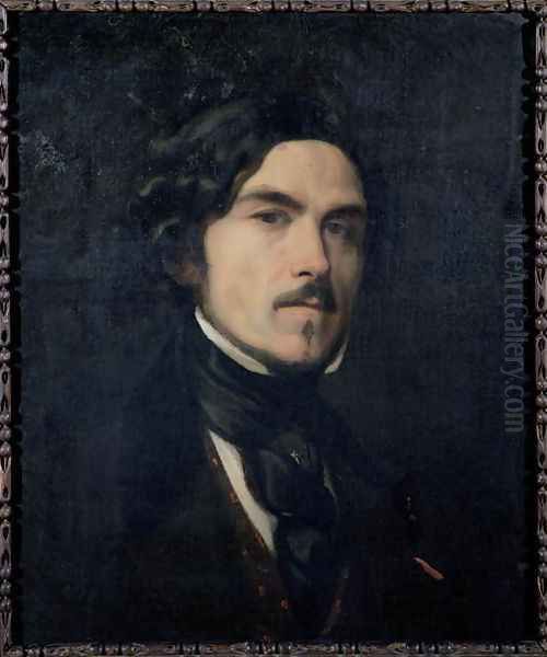 Eugene Delacroix (1798-1863) 1840 Oil Painting by Charles Emile Callande de Champmartin