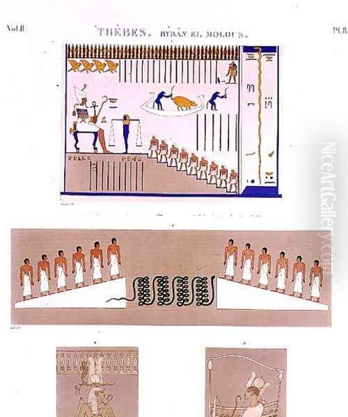 Illustrations of frescos from Byban el Molouk, Thebes, plate 83 from Vol II of `Descriptions of Egypt Oil Painting by Cecile