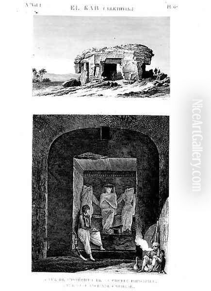 Exterior and Interiors view of the main tomb, El Kab (Elethyia) plate 67 from Vol I of `Descriptions of Egypt` Oil Painting by Cecile