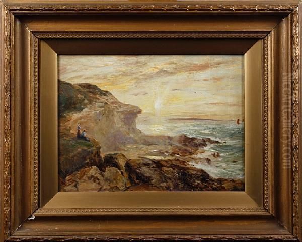 Sunset On A Rocky Coast Oil Painting by Robert Jobling