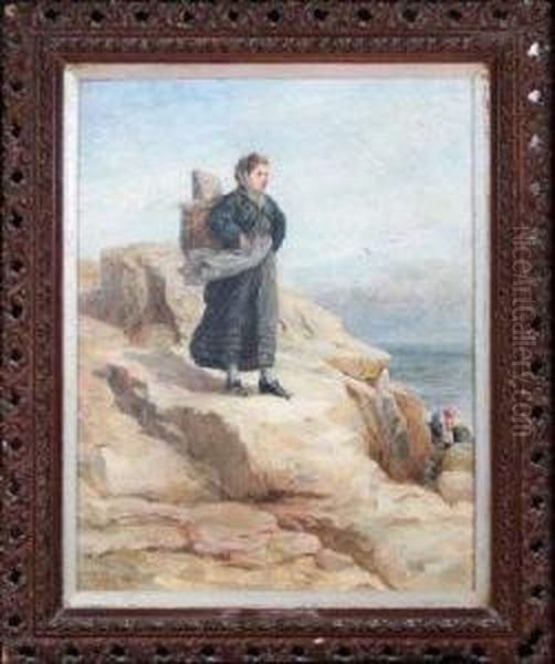 Lizzy Hindmarsh, Cullercoats Fishergirl Oil Painting by Robert Jobling