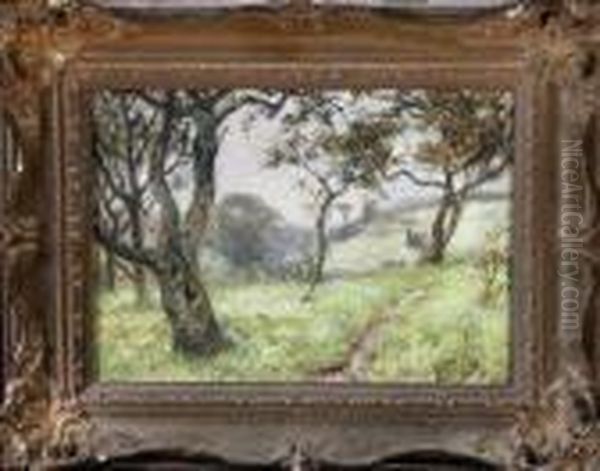 A Woodland Track Oil Painting by Robert Jobling