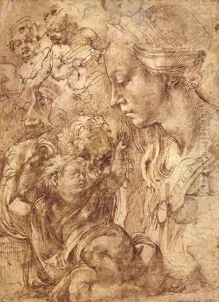 Studies I Oil Painting by Benvenuto Cellini