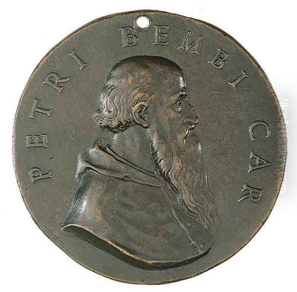 Portrait of Cardinal Pietro Bembo (obverse of a coin) Oil Painting by Benvenuto Cellini