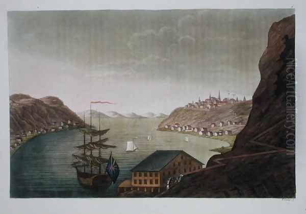 Quebec and the St. Lawrence River, plate 4 from 'Le Costume Ancien et Moderne', Volume 1 Oil Painting by Felice Campi