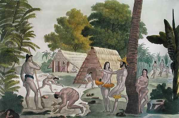 Customs of the Inhabitants of the Mariana Islands, plate 28 from 'Le Costume Ancien et Moderne' Oil Painting by Felice Campi