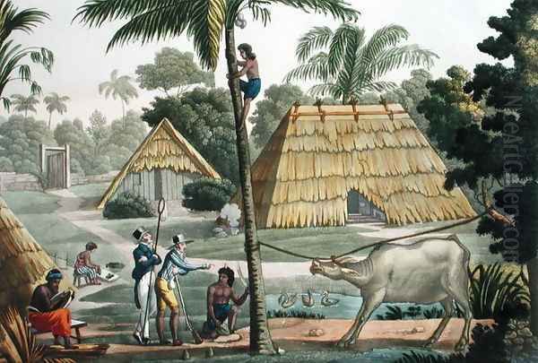 Naturalists question natives near Kupang, Timor, plate 7 from 'Le Costume Ancien et Moderne' Oil Painting by Felice Campi