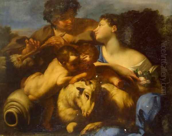 Shepherd and Shepherdess Oil Painting by Carlo Cignani